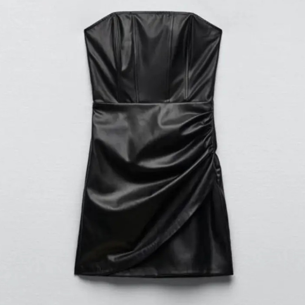 NWT Zara womens faux leather sleeveless dress